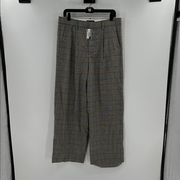 Madewell Pants - Madewell Women's Slouchy Straight Pants in Yarn-Dyed Plaid - Blue Plaid - 8 NWT